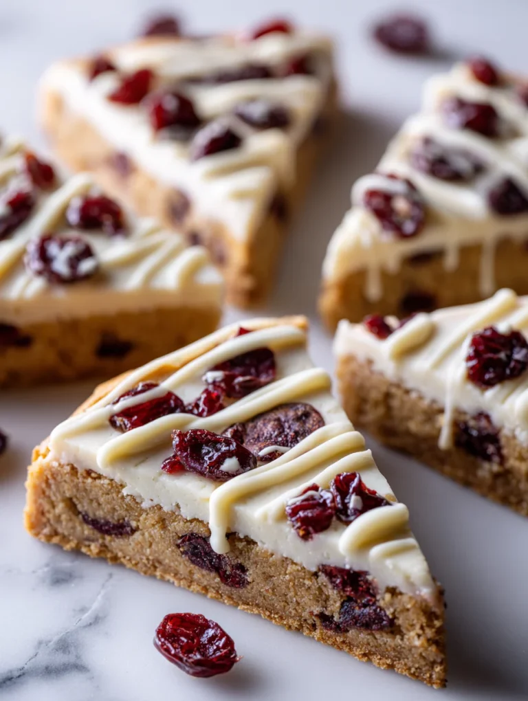 Starbucks cranberry bliss bars with white chocolate drizzle and dried cranberries