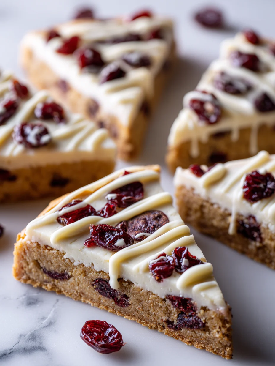 Starbucks cranberry bliss bars with white chocolate drizzle and dried cranberries