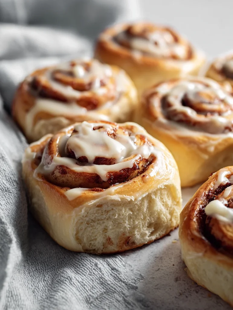 Fluffy one hour cinnamon rolls with cream cheese glaze