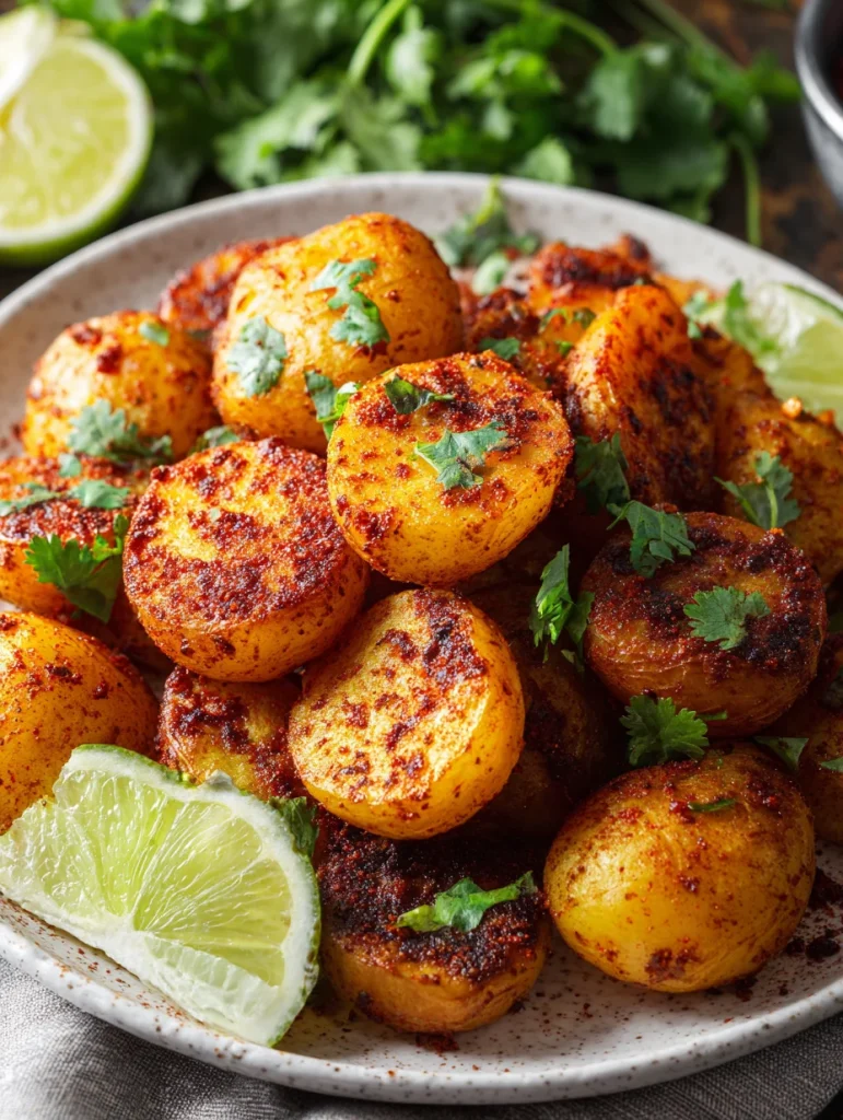 Crispy Mexican roasted baby potatoes with cilantro and lime