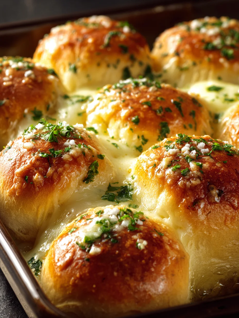 Buttery cheese garlic rolls baked with melted cheese and herbs