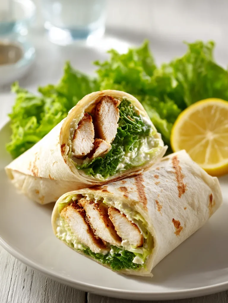 Chicken Caesar wrap with grilled chicken, lettuce, and creamy Caesar dressing.