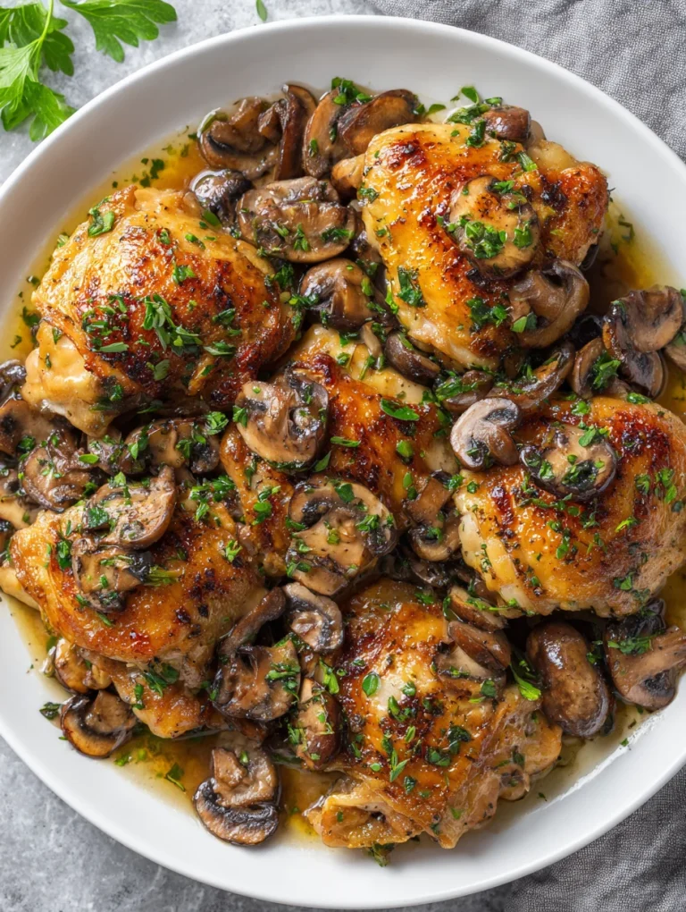 Garlic butter chicken thighs with mushrooms